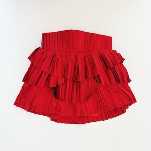 Elegant Red Pleated Skirt